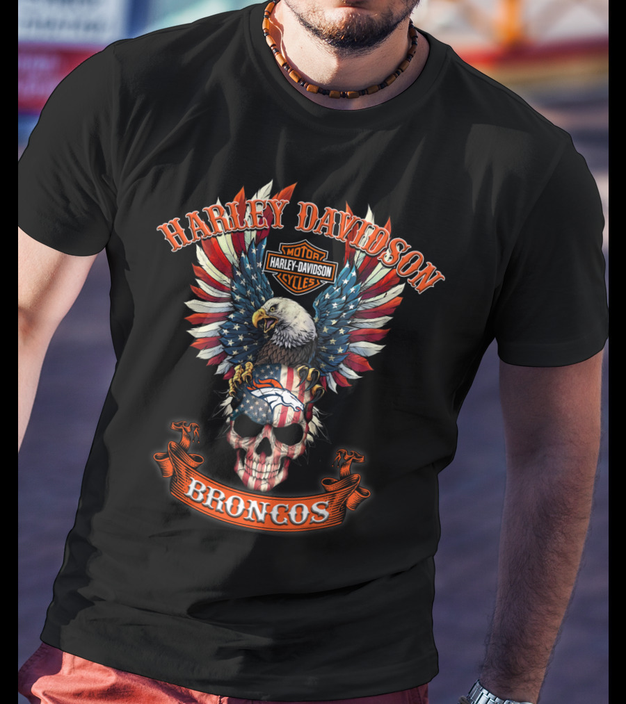 Harley Davidson Motor Cycles Broncos T-Shirt