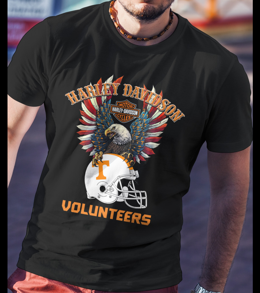Harley Davidson Motor Cycles Volunteers Bald Eagle Helmet T-Shirt