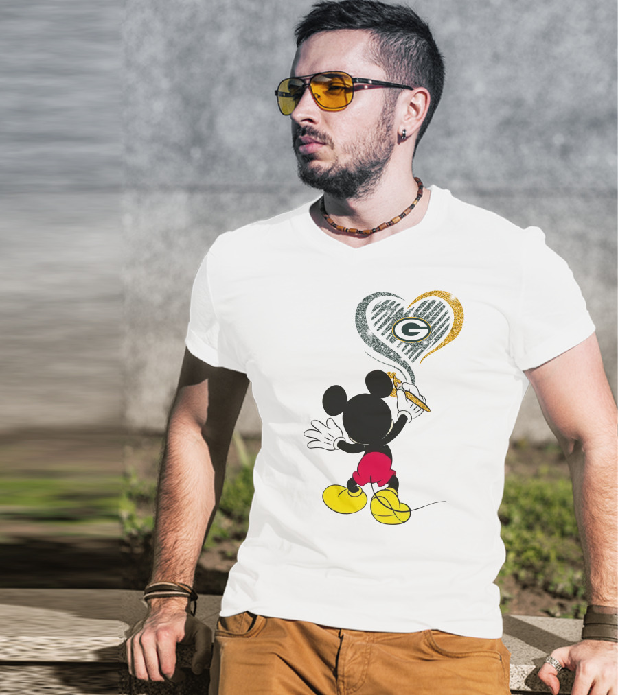 Mickey Heart Green Bay Packers T-Shirt