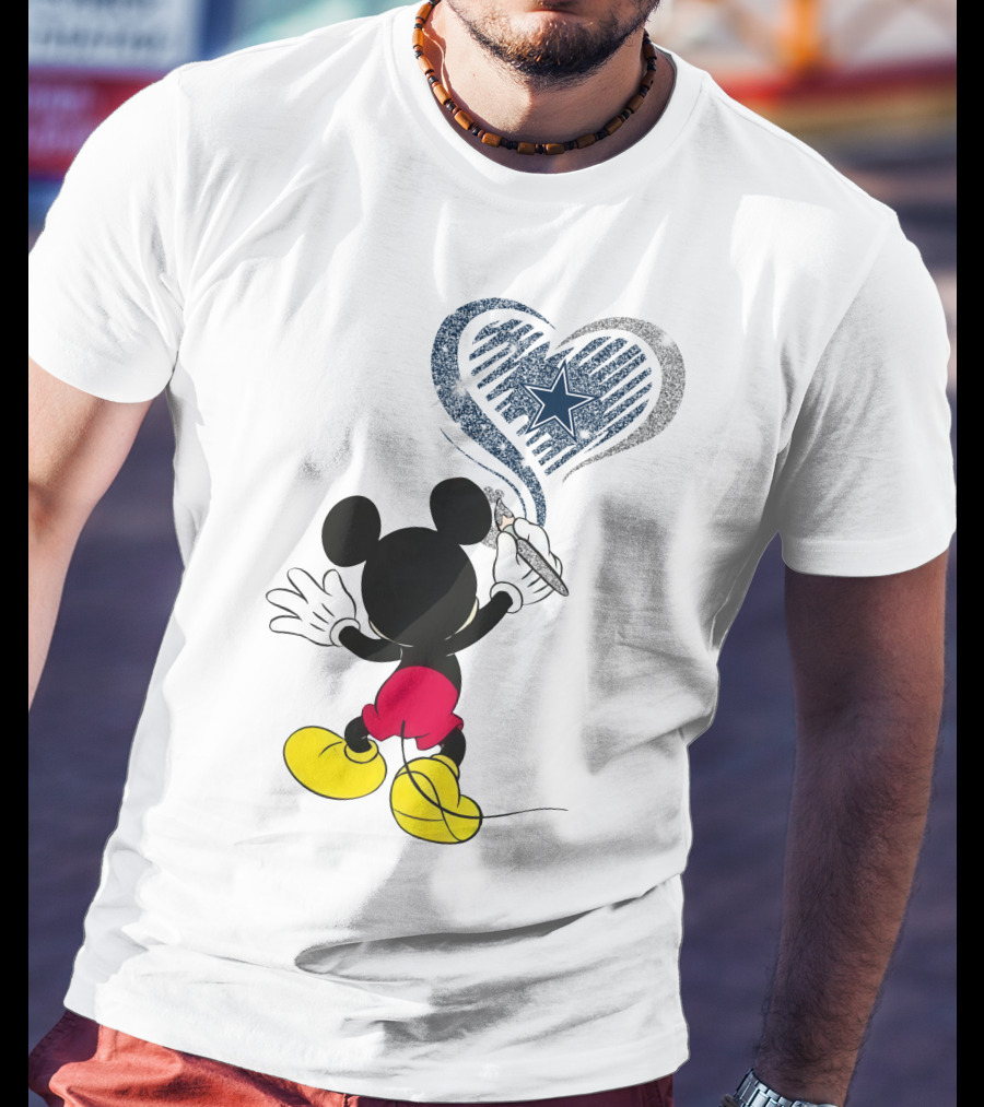 09-Dallas Cowboys Mickey Heart T-Shirt