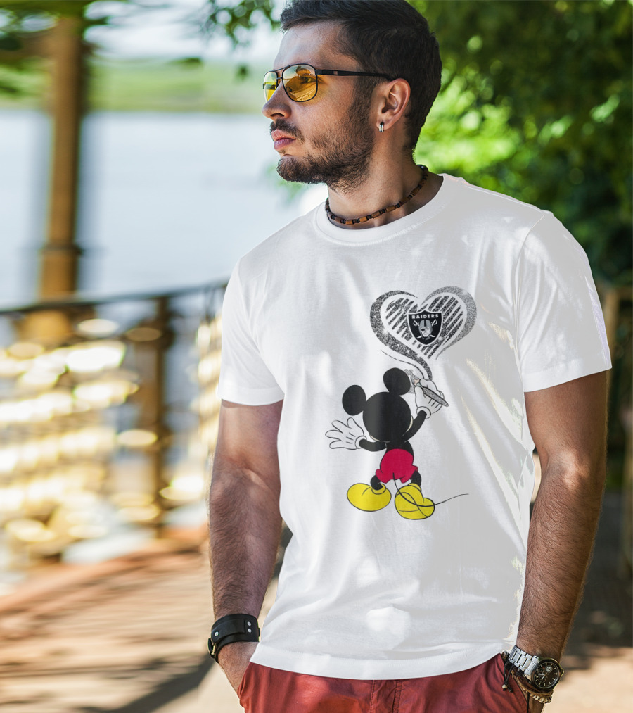Mickey Drawing Raiders Heart 23-Oakland Raiders T-Shirt