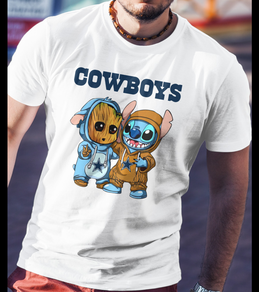 Cowboys Groot Stitch NFL Disney Collaboration T-Shirt