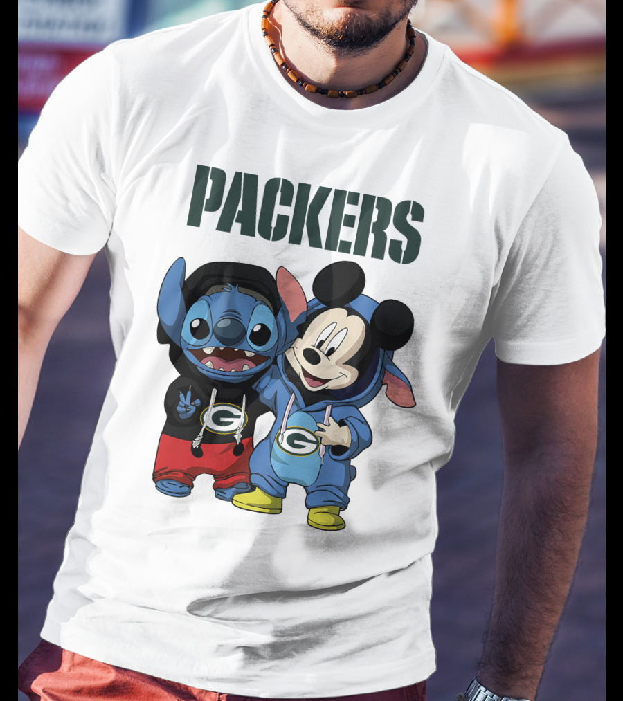 Packers Green Bay Stitch And Mickey Hoodie Characters T-Shirt