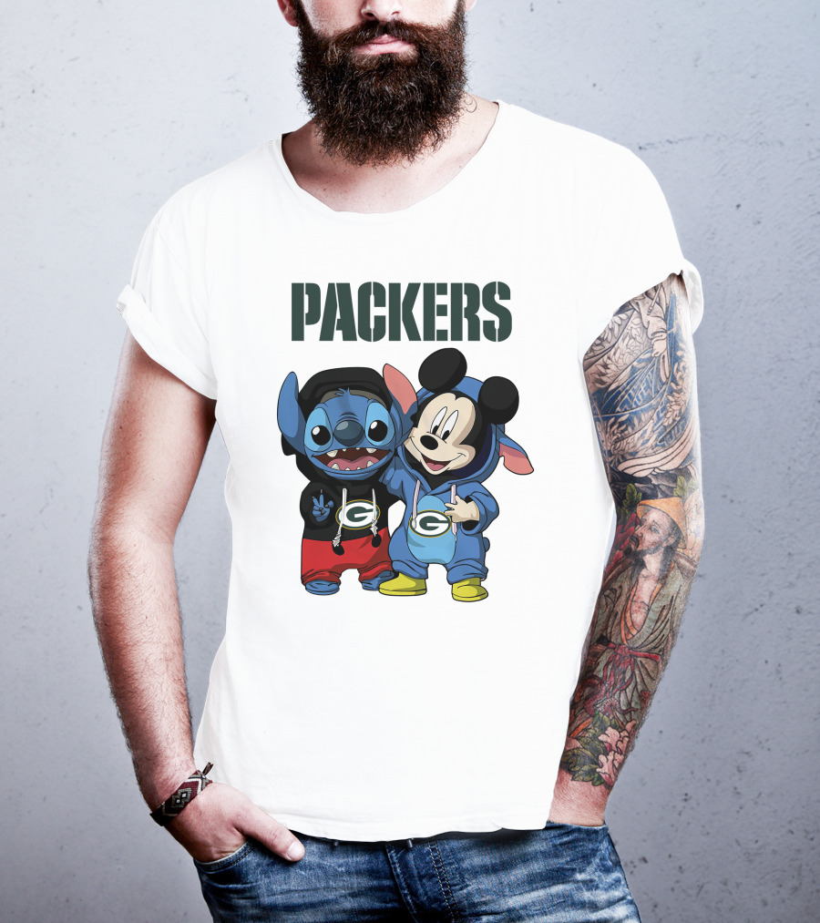 Packers Green Bay Stitch And Mickey Hoodie Characters T-Shirt
