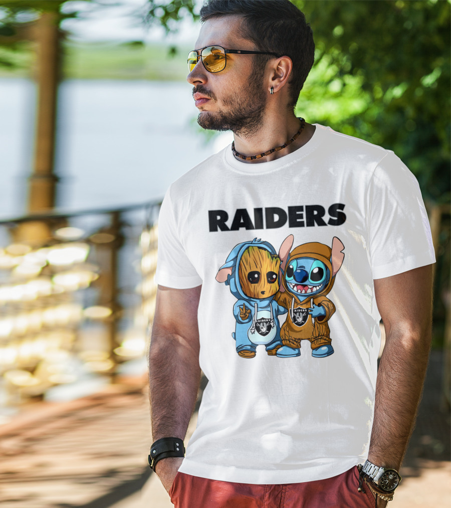 Raiders Groot And Stitch T-Shirt
