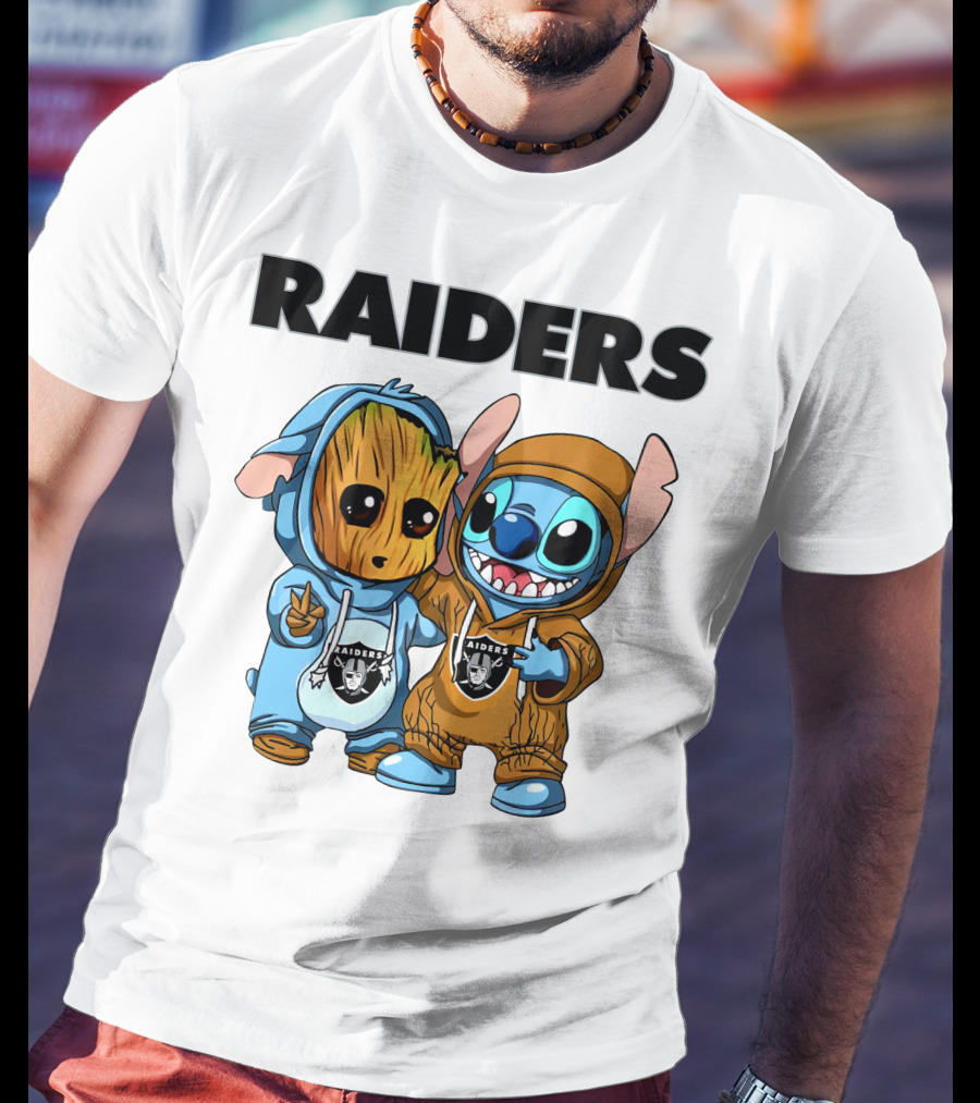 Raiders Groot And Stitch T-Shirt