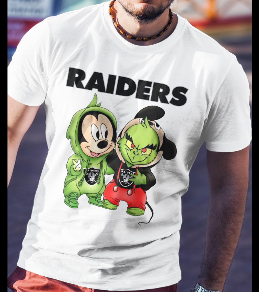 Mickey And Grinch Raiders Hoodie Cute Cartoon Characters T-Shirt