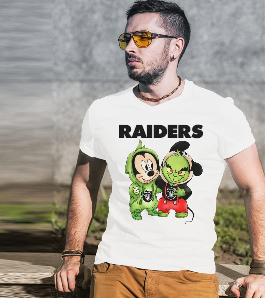 Mickey And Grinch Raiders Hoodie Cute Cartoon Characters T-Shirt