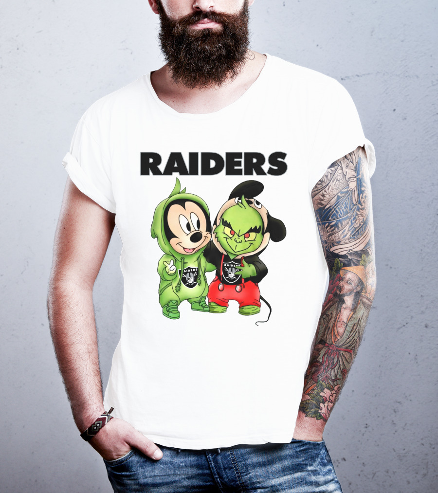 Mickey And Grinch Raiders Hoodie Cute Cartoon Characters T-Shirt