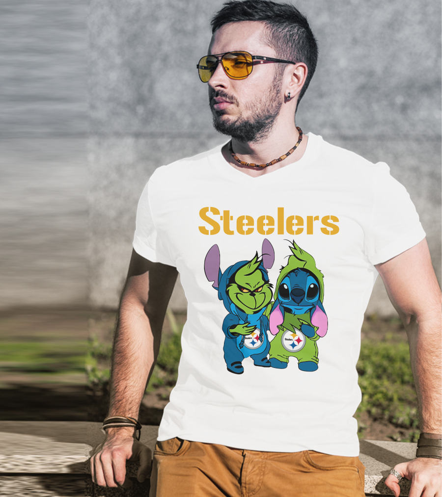 Grinch And Stitch Steelers Fans T-Shirt