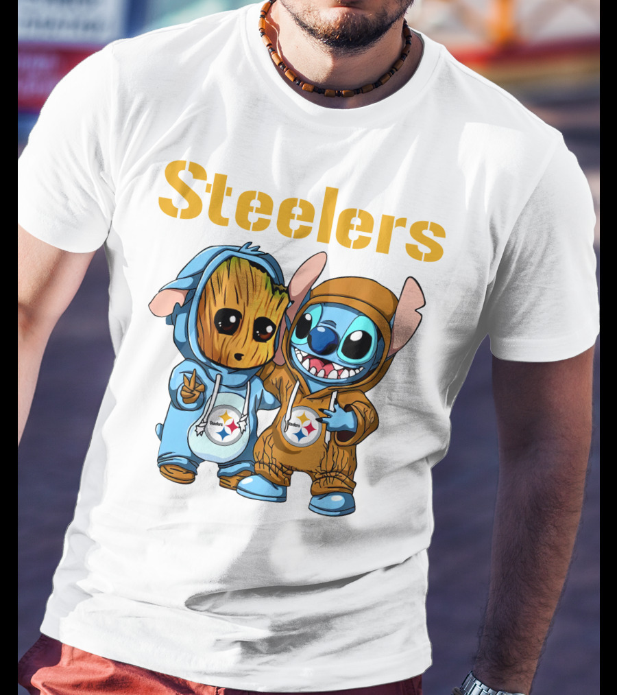 Steelers Groot And Stitch NFL25 Disney T-Shirt