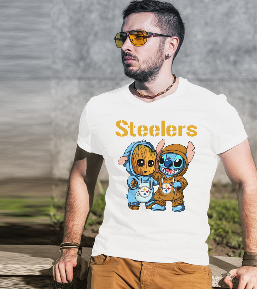 Steelers Groot And Stitch NFL25 Disney T-Shirt