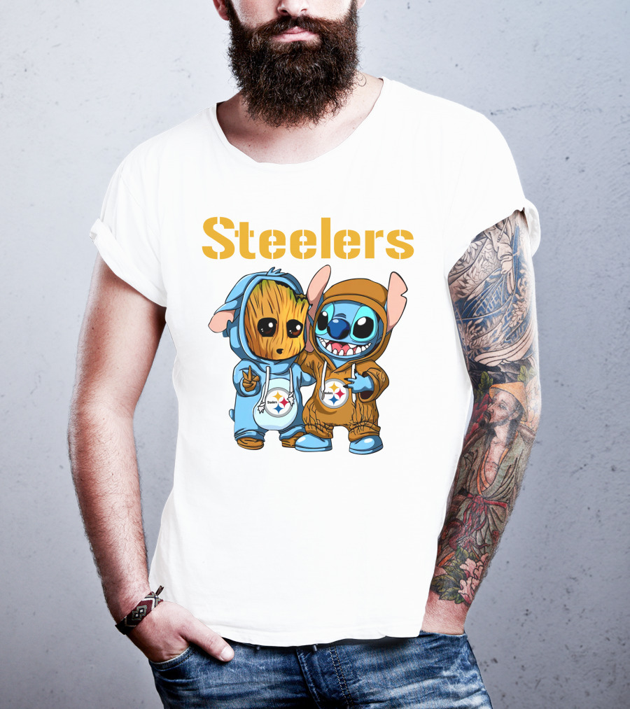 Steelers Groot And Stitch NFL25 Disney T-Shirt