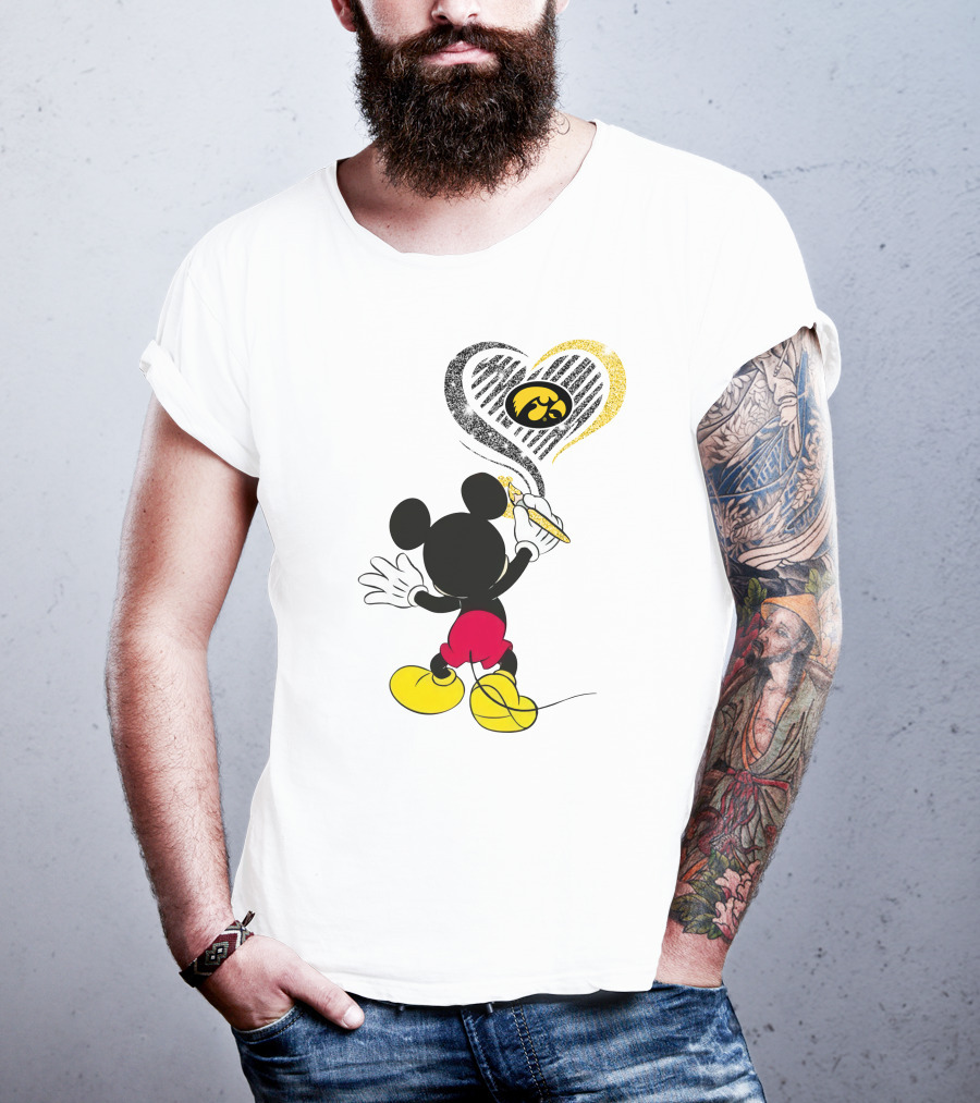 Mickey Mouse Iowa Hawkeyes Heart T-Shirt