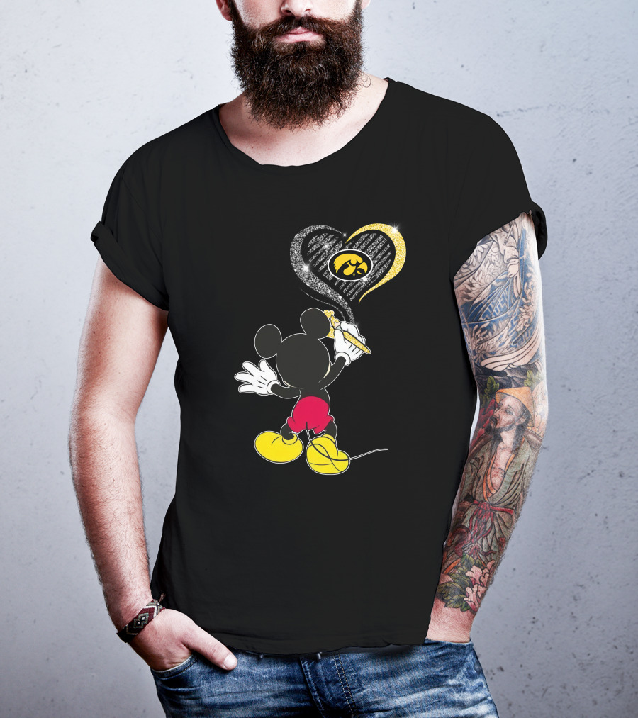 Mickey Painting Iowa Hawkeyes Heart T-Shirt