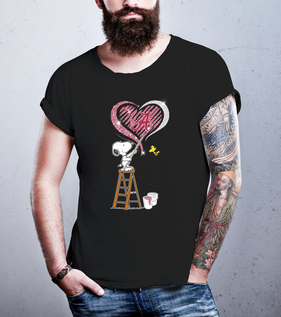 Snoopy Painting Alabama Crimson Tide Heart T-Shirt