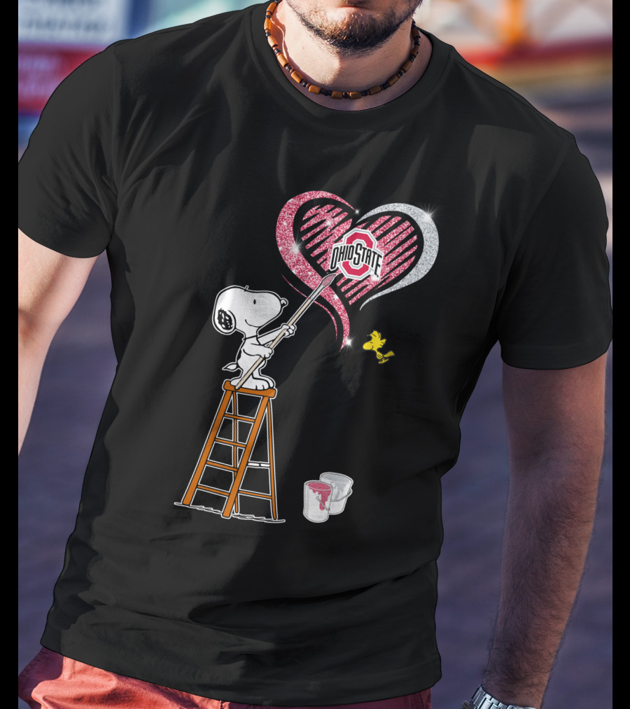 Ohio State Snoopy Heart Painting T-Shirt