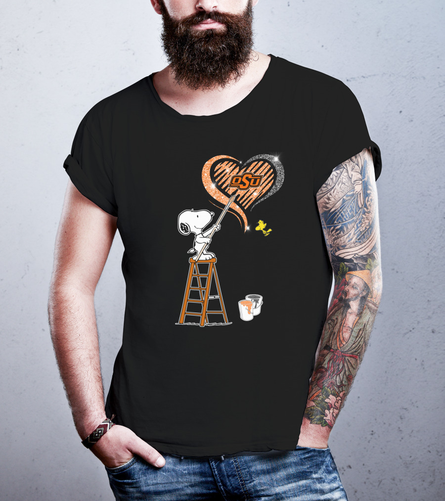 Snoopy Osu Heart Design With Ladder And Paint Buckets T-Shirt