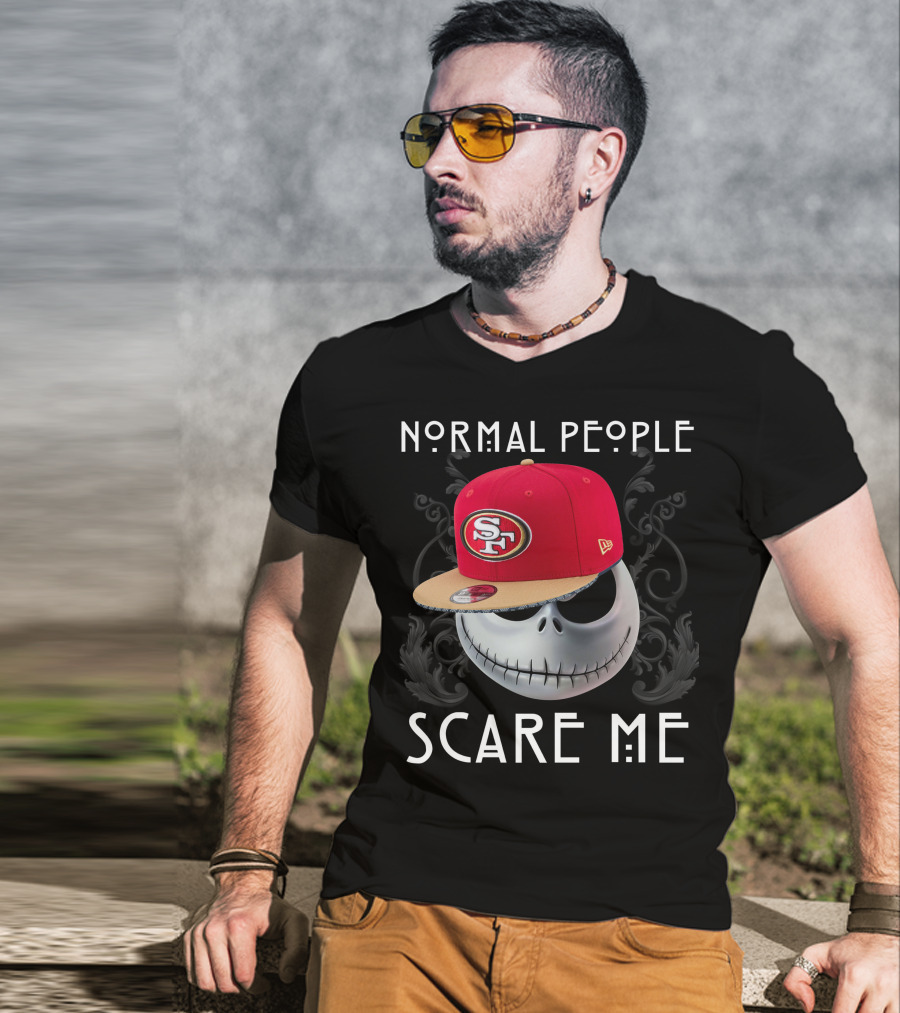 San Francisco 49ers Normal People Scare Me Jack Skellington Hat T-Shirt