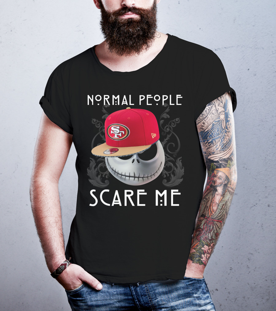 San Francisco 49ers Normal People Scare Me Jack Skellington Hat T-Shirt