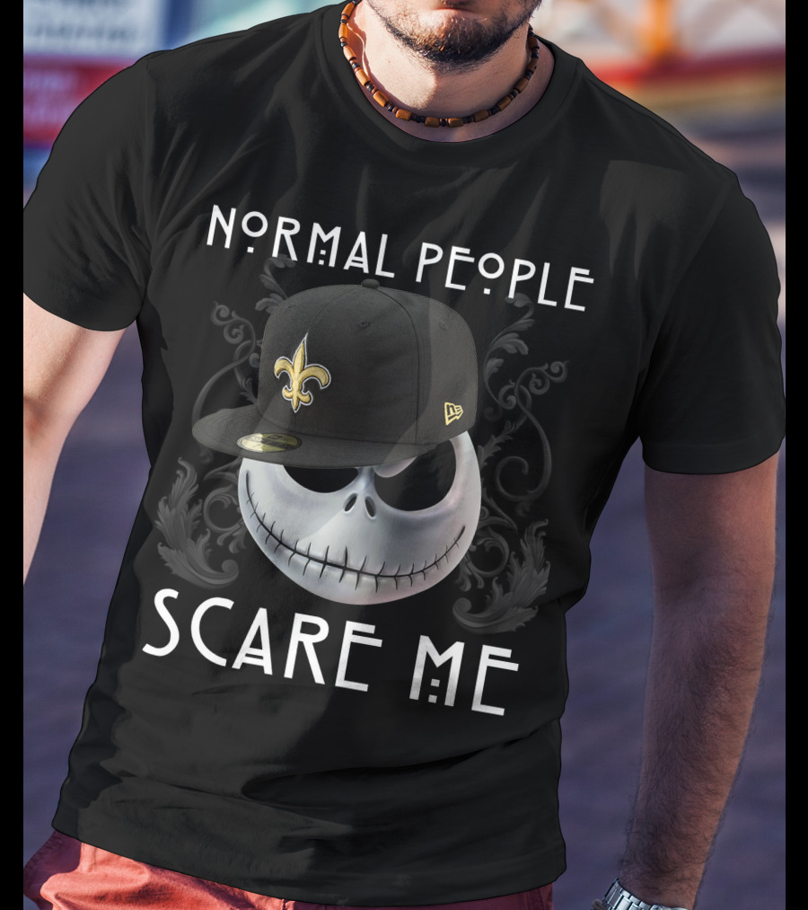 Normal People Scare Me Jack NFL Saints Hat Skull T-Shirt