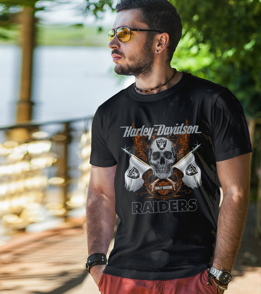 Harley Davidson Raiders Skull Flag T-Shirt