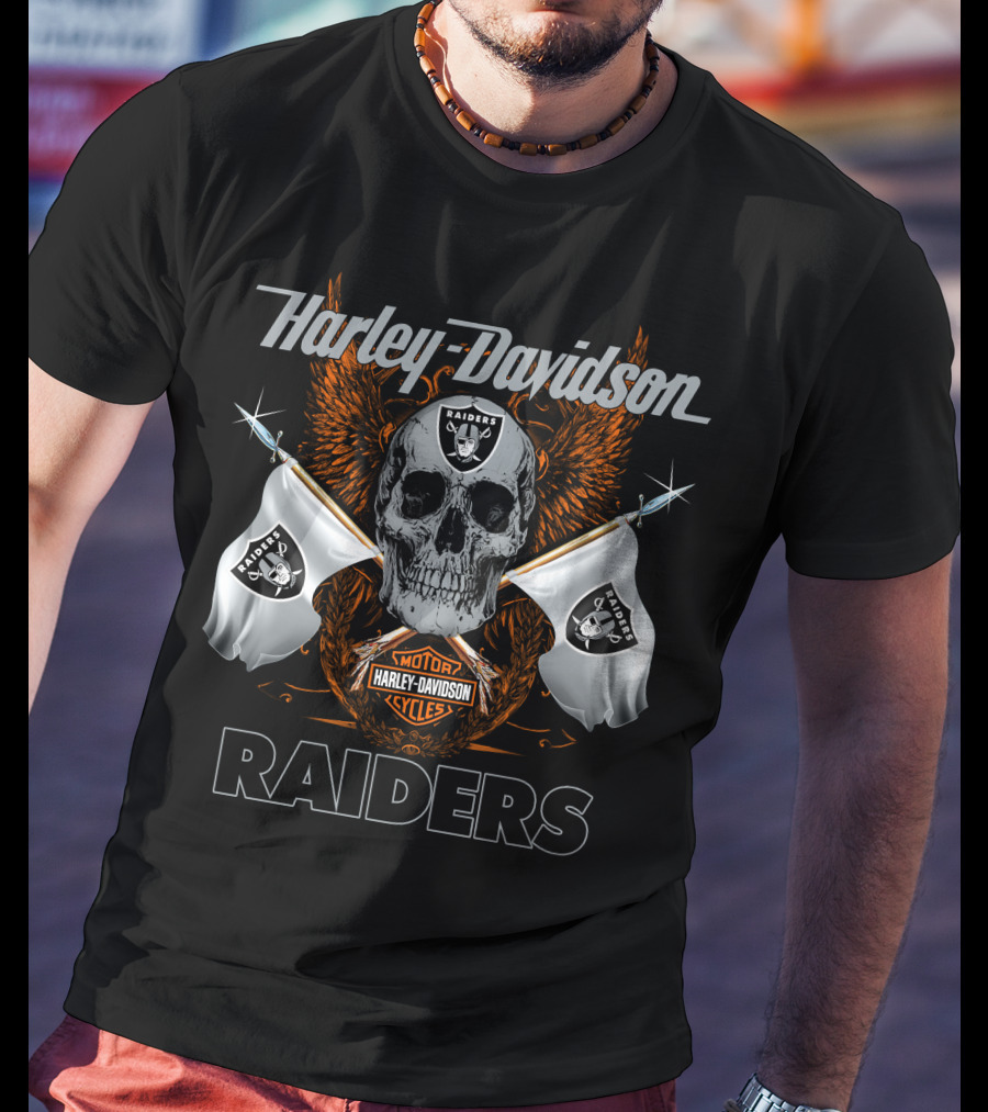 Harley Davidson Raiders Skull Flag T-Shirt