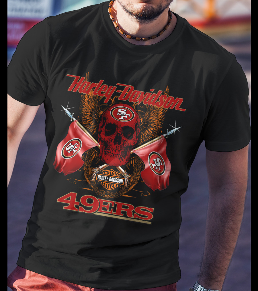 Harley Davidson Sf Skull Flags 49ers T-Shirt