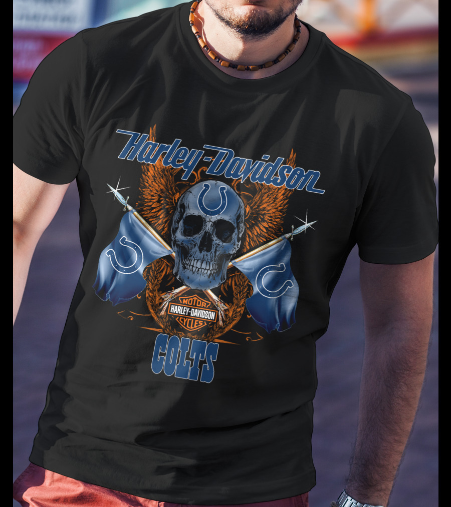 Harley Davidson Colts Skull Flags T-Shirt