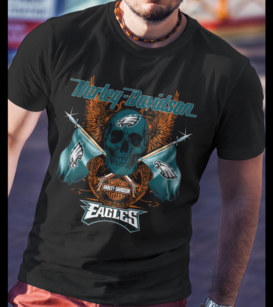 Harley Davidson Eagles Motor Cycles Flag T-Shirt