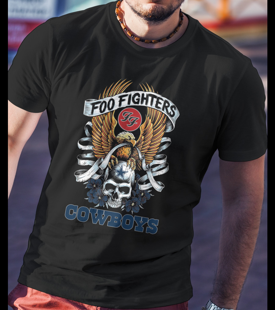 Foo Fighters FF Eagle Skull Star Cowboys T-Shirt