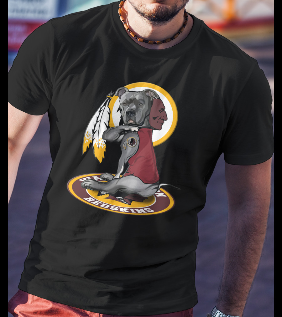 Washington Redskins Dog With Feather T-Shirt