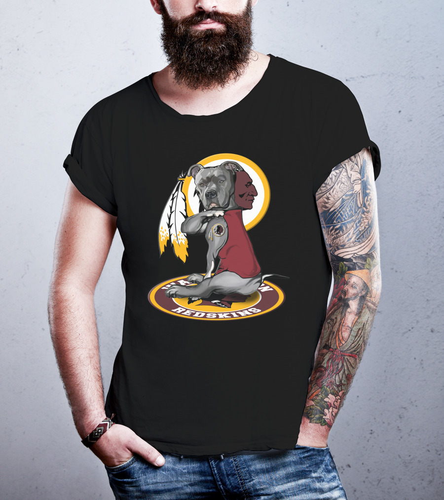 Washington Redskins Dog With Feather T-Shirt