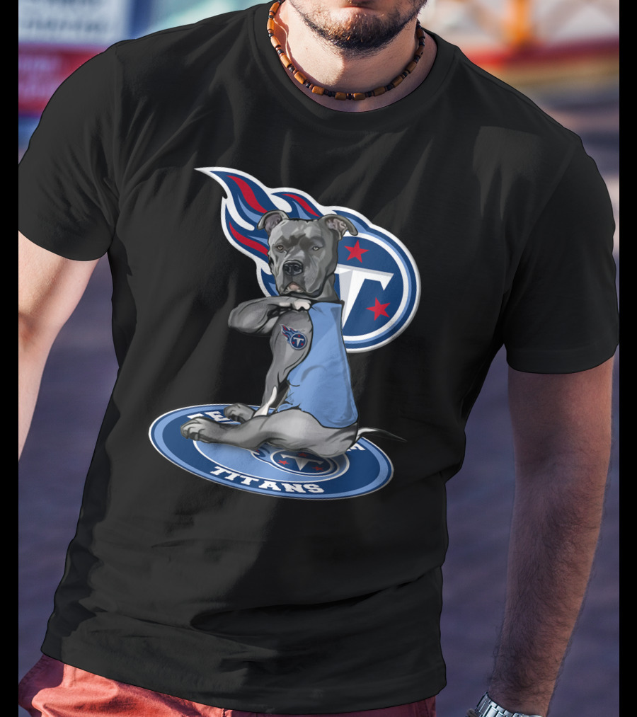 Tennessee Titans Dog With Logo And Stars T-Shirt