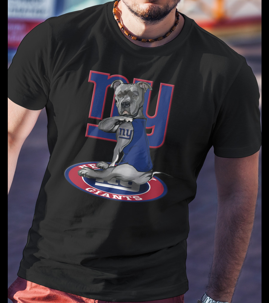NY Giants Football Dog Mascot 21 Blue And Red T-Shirt
