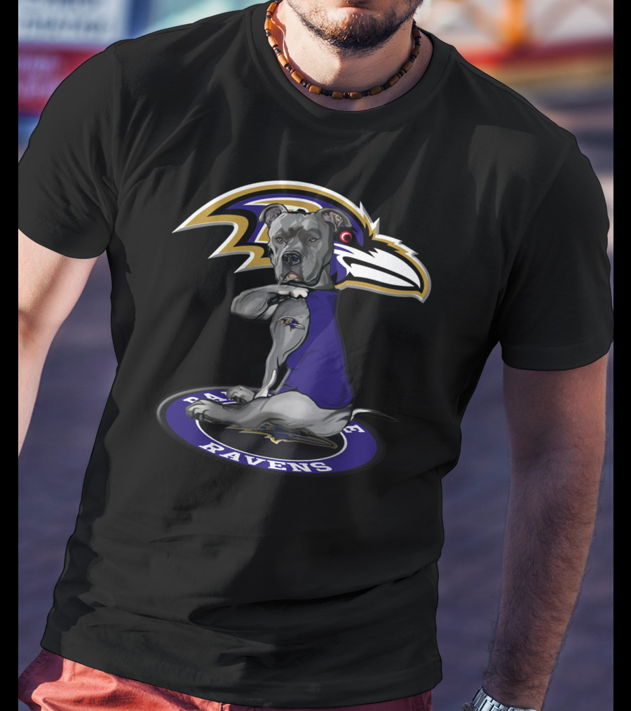 Baltimore Ravens Dog With Team T-Shirt