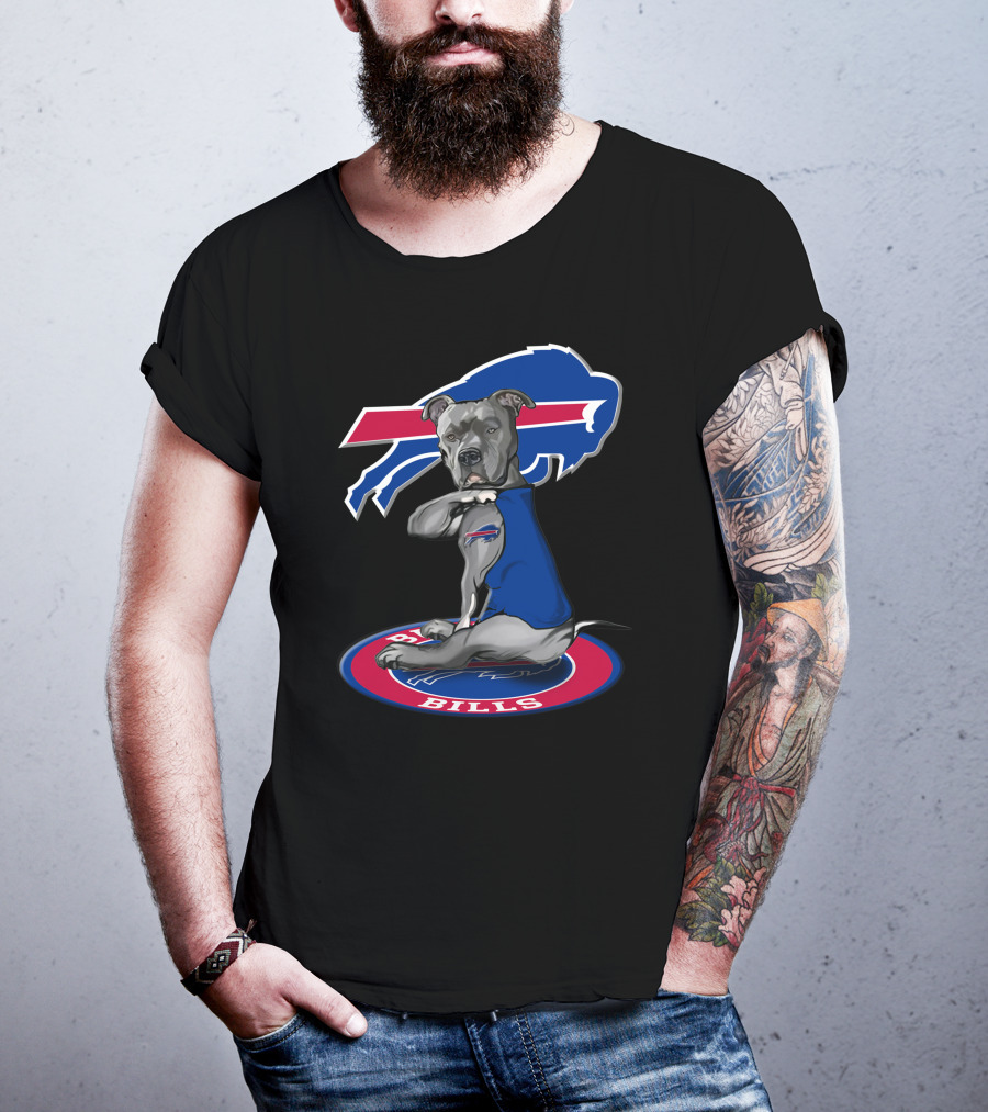 Buffalo Bills Dog With Team Logo And Colors T-Shirt