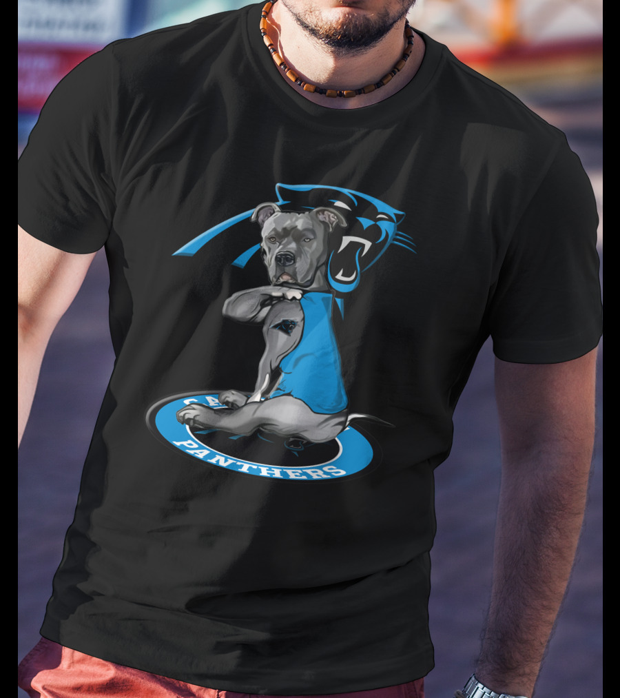 Carolina Panthers Dog With Team Logo In Blue Vest T-Shirt