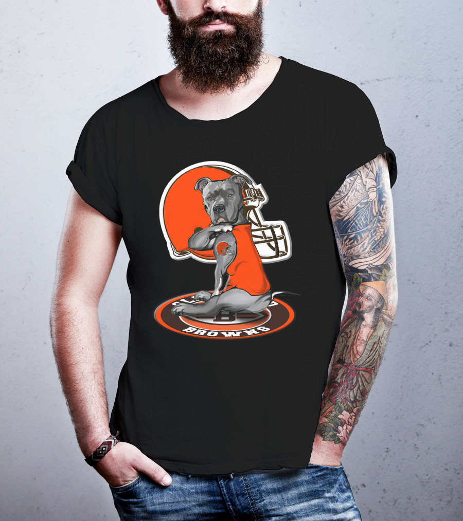 Cleveland Browns Dog Mascot With Helmet And Team T-Shirt