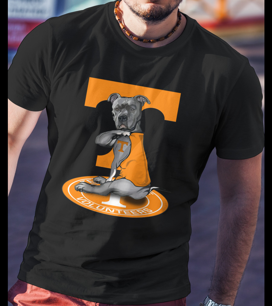 Tennessee Volunteers Dog In Orange T-Shirt With Power T T-Shirt