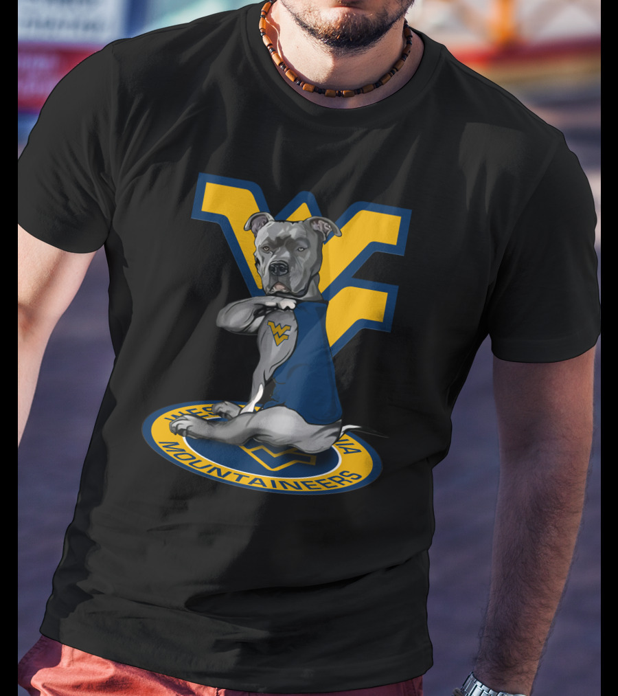 West Virginia Mountaineers Dog With Logo And Team Colors T-Shirt