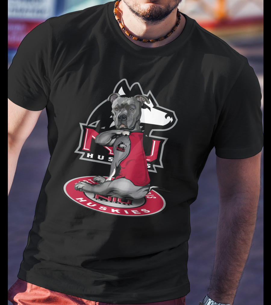 Niu Huskies Northern Illinois University Dog In Red Vest T-Shirt