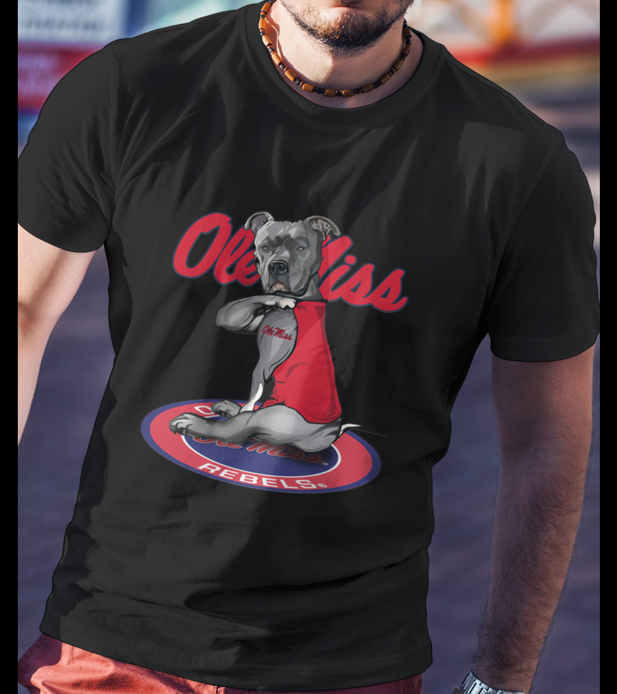 Ole Miss Rebels Bulldog Mascot In Red Vest T-Shirt