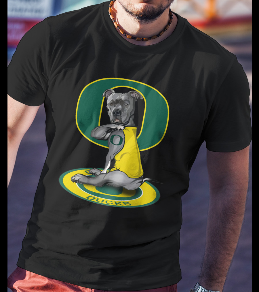 Oregon Ducks Bulldog With Yellow Vest And University T-Shirt