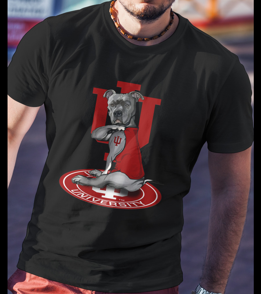 Indiana Hoosiers Dog In Red Vest On Iu T-Shirt