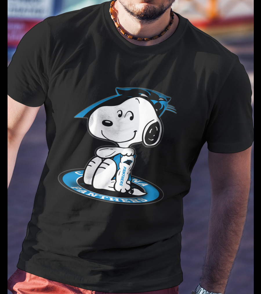 Snoopy Carolina Panthers Blue Football Fan T-Shirt