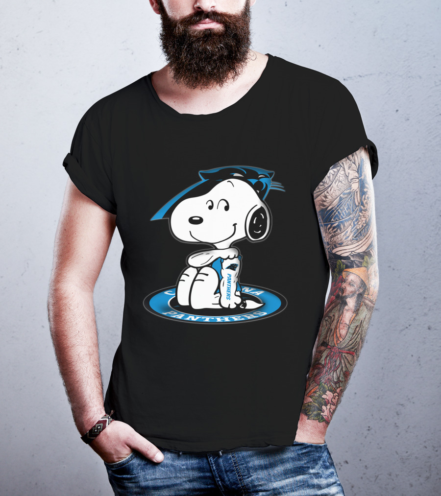 Snoopy Carolina Panthers Blue Football Fan T-Shirt