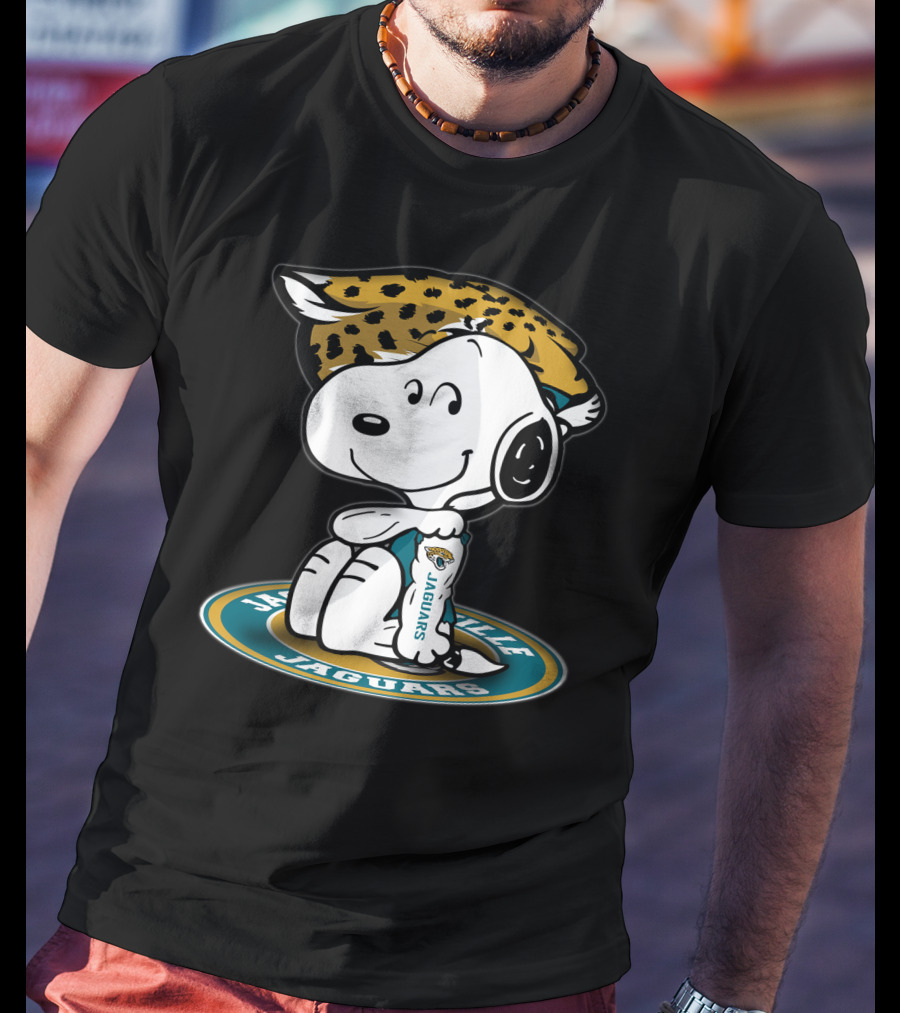 Snoopy Wearing Jacksonville Jaguars Gear With Jaguars Helmet T-Shirt