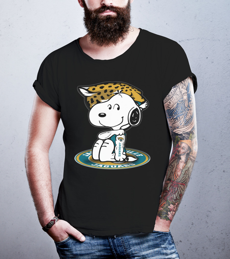 Snoopy Wearing Jacksonville Jaguars Gear With Jaguars Helmet T-Shirt