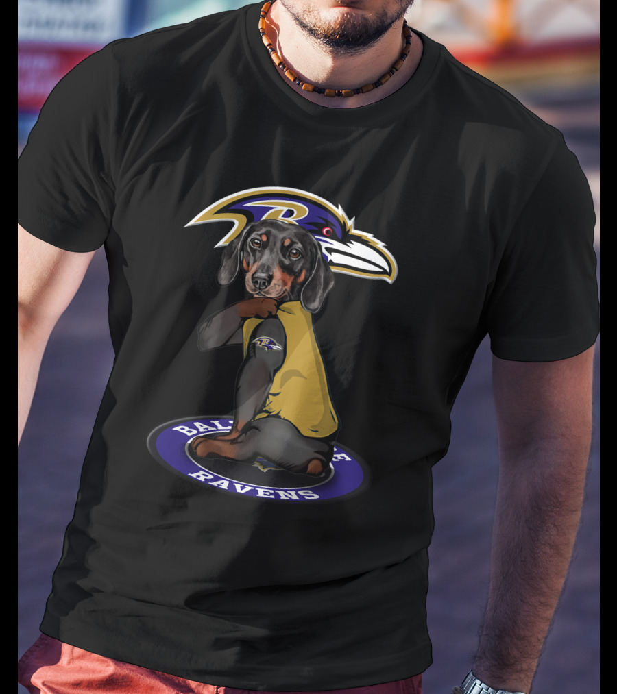 Baltimore Ravens Dog In Ravens Jersey With Team T-Shirt